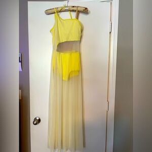 Elegant Yellow Sheer Dance Costume. New. Never used.
